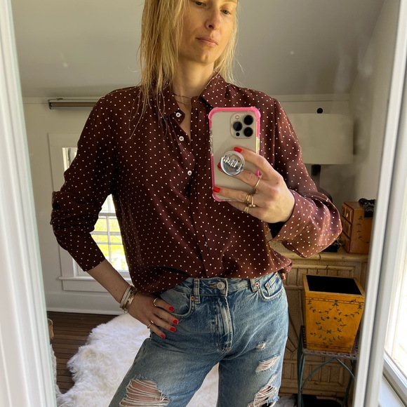 FRAME Silk blouse with placket hidden buttons, back placket down the back S-L - Picture 4 of 11